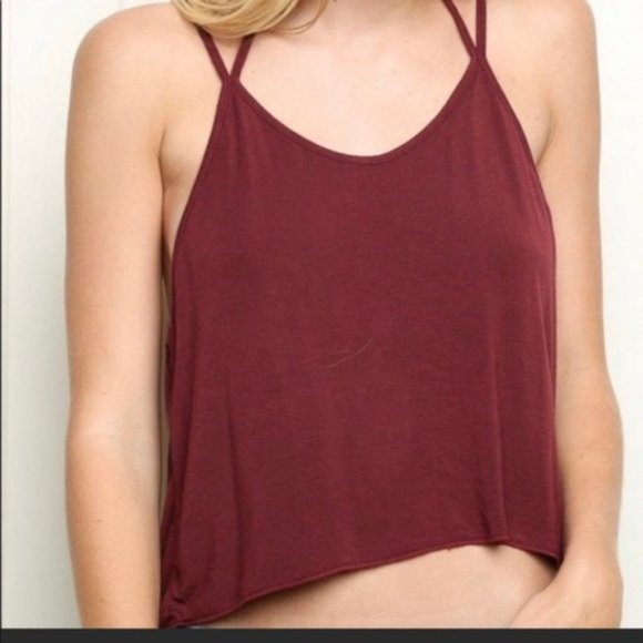 🎈4 for $40🎈Brandy Melville Maroon Strappy cotton blend Sonya Crop Tank - Picture 7 of 7